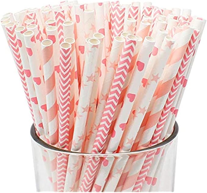 nalAmudhu Paper Straw Durable and Eco-Friendly White Drinking Disposable Paper Straw Pack of 100 (Multi-Colors, 8MM)