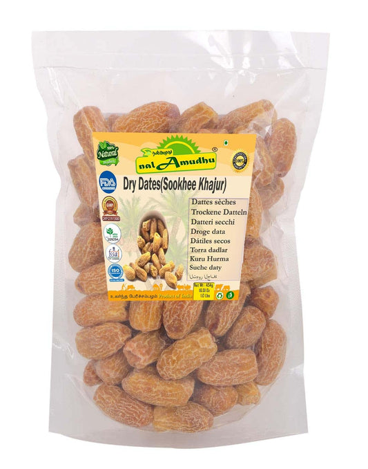 nalAmudhu Dried Dates | Yellow Dry Dates | Sukha Khajoor | Dry Dates (454g)1.0 Lbs