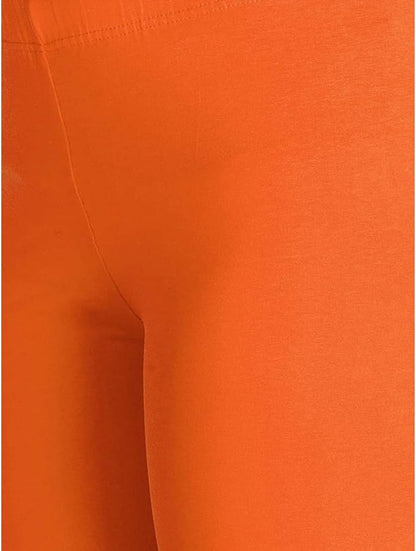 Stylesindia Women Leggings Breathable Women Wear Versatile Tights for Women Elastic Waistband Comfort Lady Leggings (Cotton, Orange)