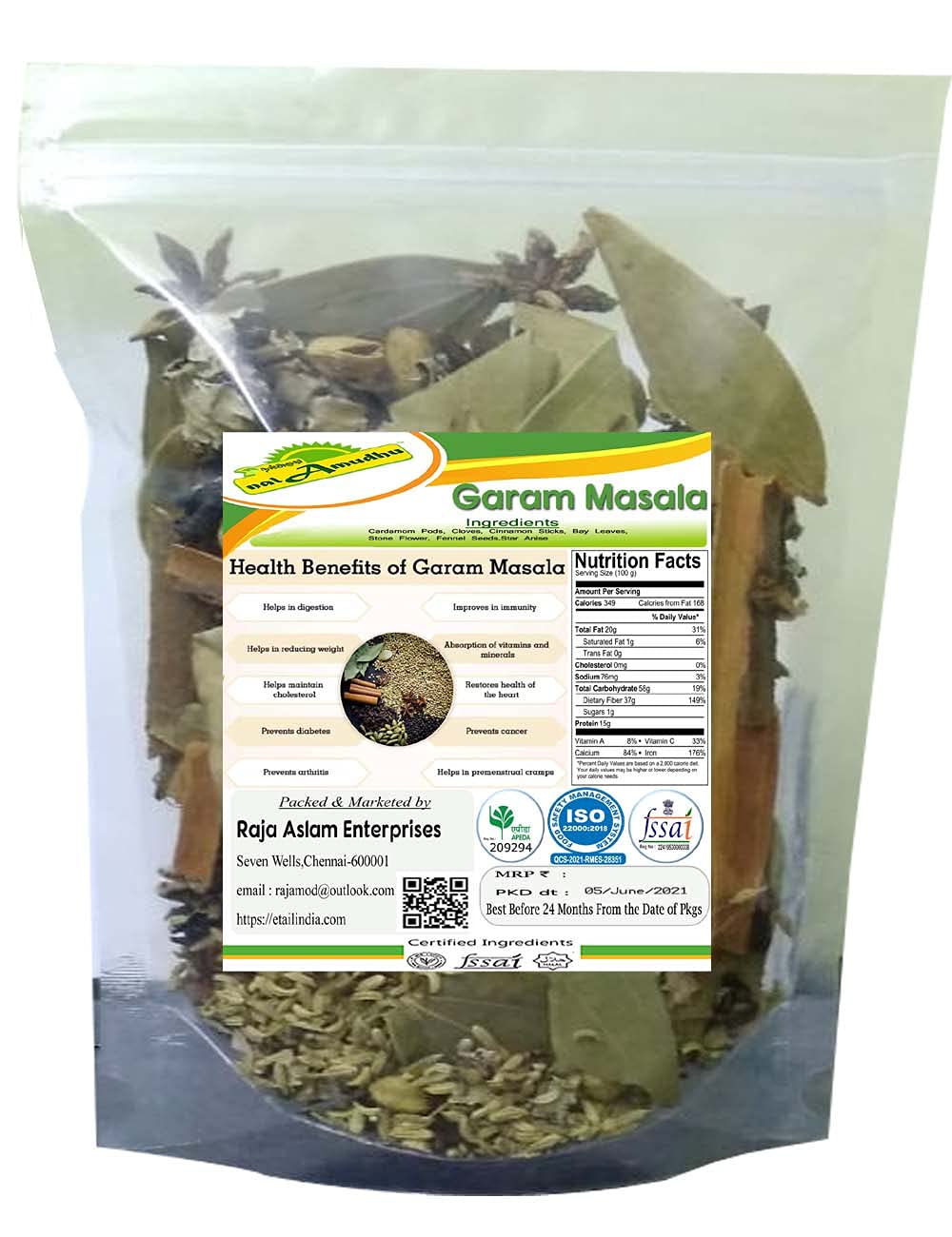 nalAmudhu Garam Masala Whole Spice Blends 7 Single Spice in 1 Bag-100g