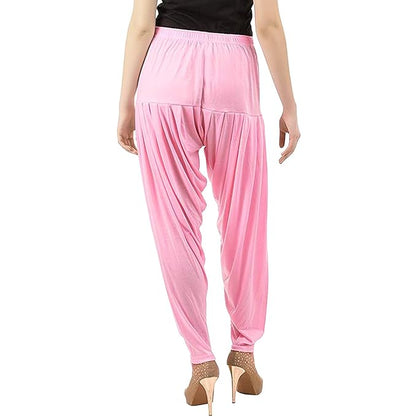 Stylesindia Women's Cotton Lycra Patiala Pant for Workout Yoga Pant (Cotton Lycra, Baby Pink)