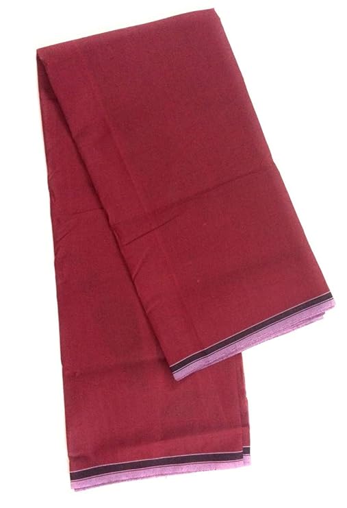 Stylesindia Men's Cotton Lungi Sarong Mundu Dhoti Kaili India Ethnic Dress Solid Colors Pre Stitched Ready to Wear (Maroon)