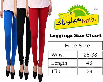 Stylesindia Women Leggings Breathable Women Wear Versatile Tights for Women Elastic Waistband Comfort Lady Leggings (Cotton, Apple Green)