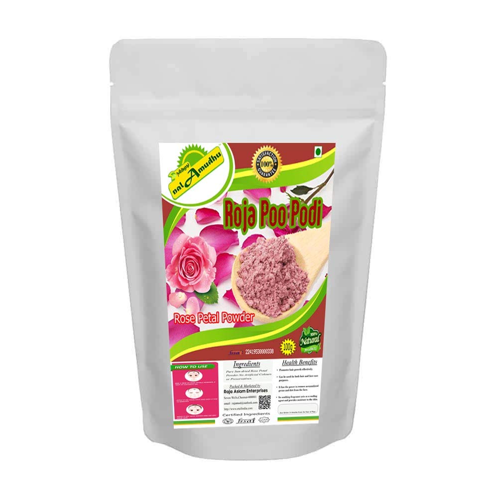 nalAmudhu Rose Petals Powder (Rosa Centifolia) - 100% Natural Rose Powder for Face, Skin Care (100g/220lbs)