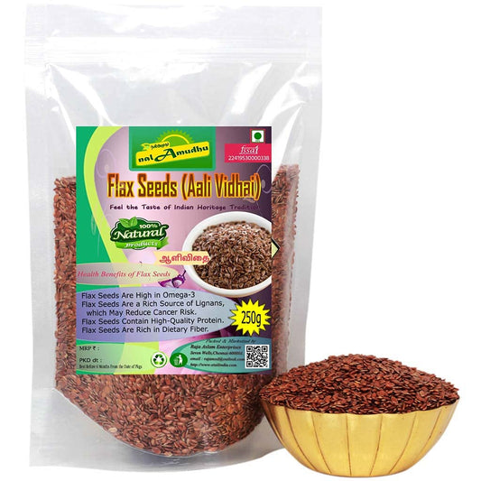 nalAmudhu Raw Unroasted Brown Natural Flax Seeds with High Nutritional Values 250g