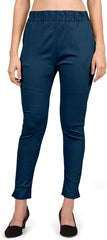 Women's Ankle Length Elastic Waist Cotton Pants, 4 Way Stretchable Slim Fit Casual Pant
