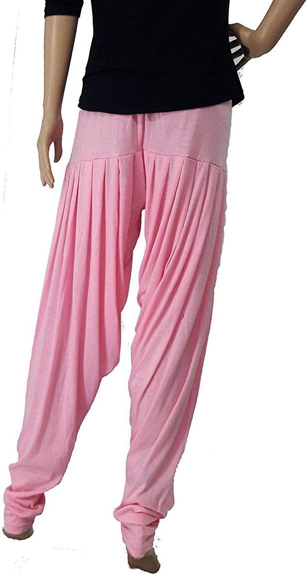 Stylesindia Women's Cotton Lycra Patiala Pant for Workout Yoga Pant (Cotton Lycra, Baby Pink)