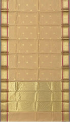 Women's Kanchi Cotton Saree with Rich Zari Border, Brocade Pallu & Blouse Piece