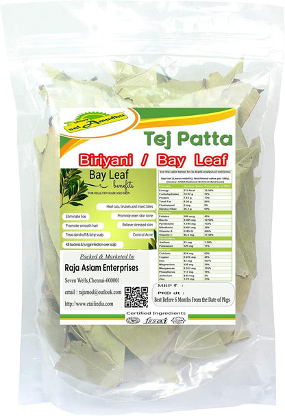 nalAmudhu Bay Leaves, Bay Laurel Leaf, Dried Bay Leaves, Whole Bay Leave, Bay Leaf, Tej Patta. Spice for cooking.