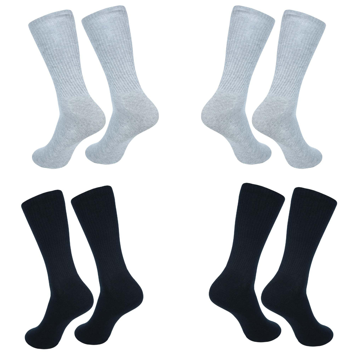 Men's Athletic Performance Crew Socks Cotton Blend|Full Length Lightweight Casual Wear Business Socks| Pack of 4