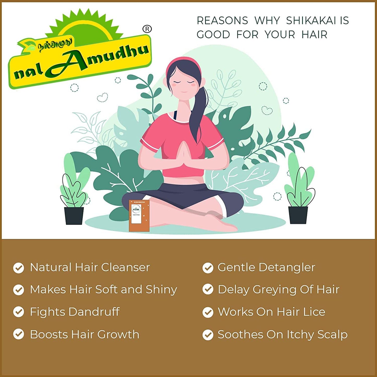 nalAmudhu Shikakai Powder for Hair Cleansing & Conditioning Hair & Skin Care (100 gm)