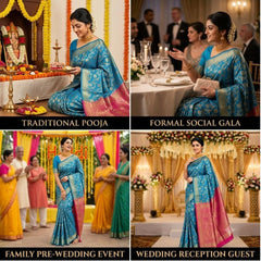 Exquisite Women's Banarasi Soft Silk Satin Saree with Rich Zari Border & Contrast Pallu | Festive Bridal Wear