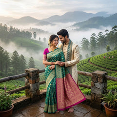 Traditional Banarasi Soft Silk Saree | Rich Zari Border & Contrast Pallu | Elegant Festive & Wedding Sari