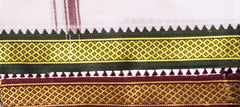 Men's Cotton Colored Single Layer Thalapathy Dhoti with Angavastram (Towel)