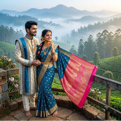 Exquisite Women's Banarasi Soft Silk Satin Saree with Rich Zari Border & Contrast Pallu | Festive Bridal Wear