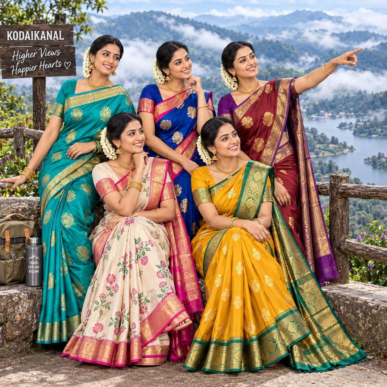 Kanchipuram Semi Silk Saree for Women | Rich Zari Self Border & Contrast Pallu Festive Sari with Blouse