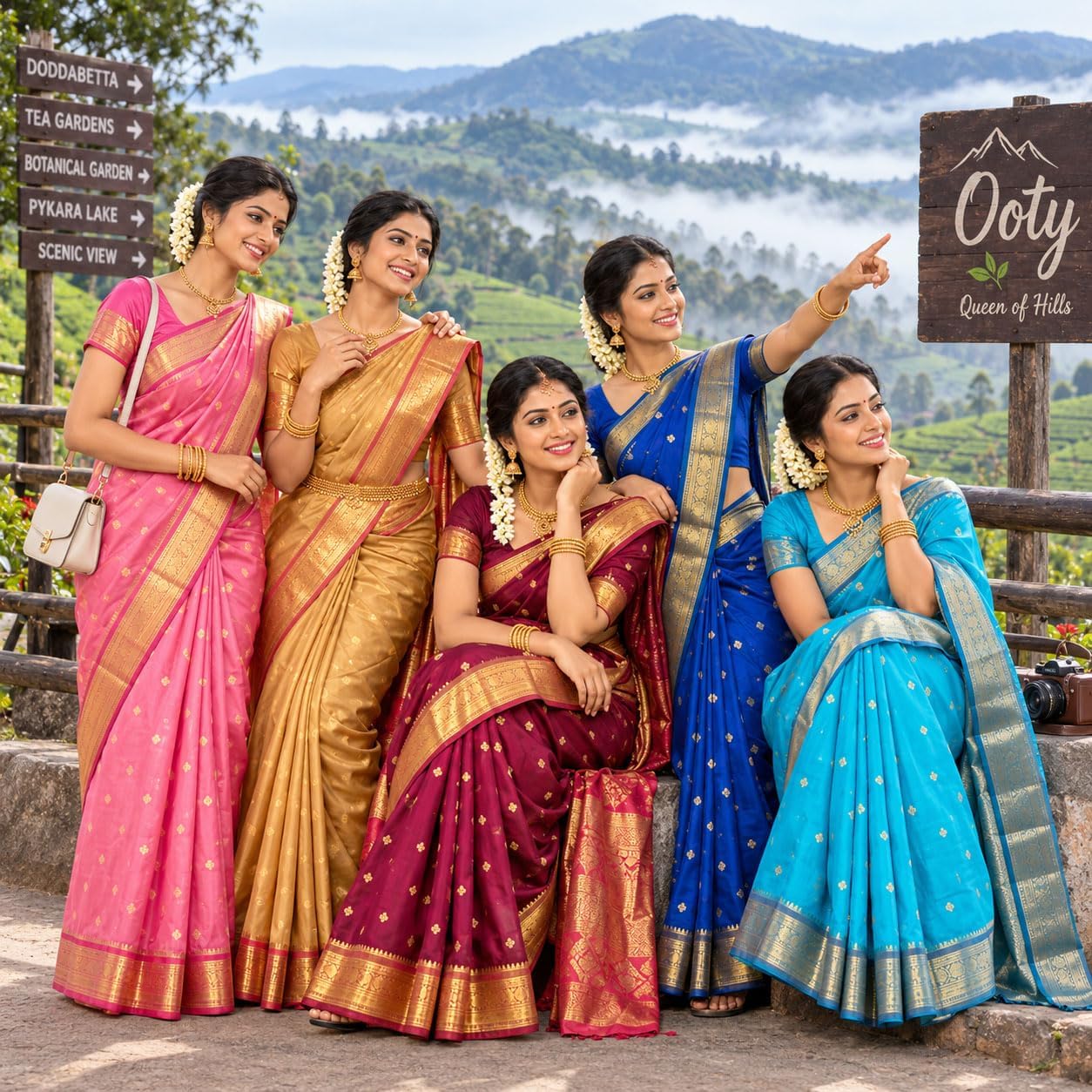 Women's Kanchi Cotton Saree with Rich Zari Border, Brocade Pallu & Blouse Piece