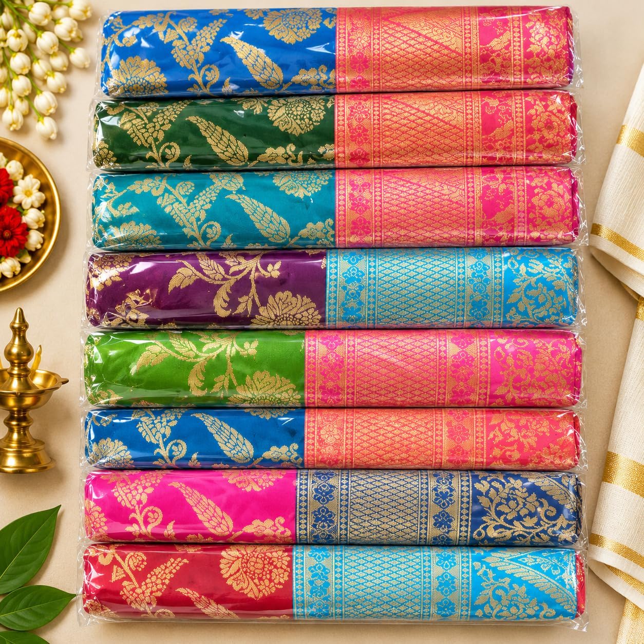Exquisite Women's Banarasi Soft Silk Satin Saree with Rich Zari Border & Contrast Pallu | Festive Bridal Wear