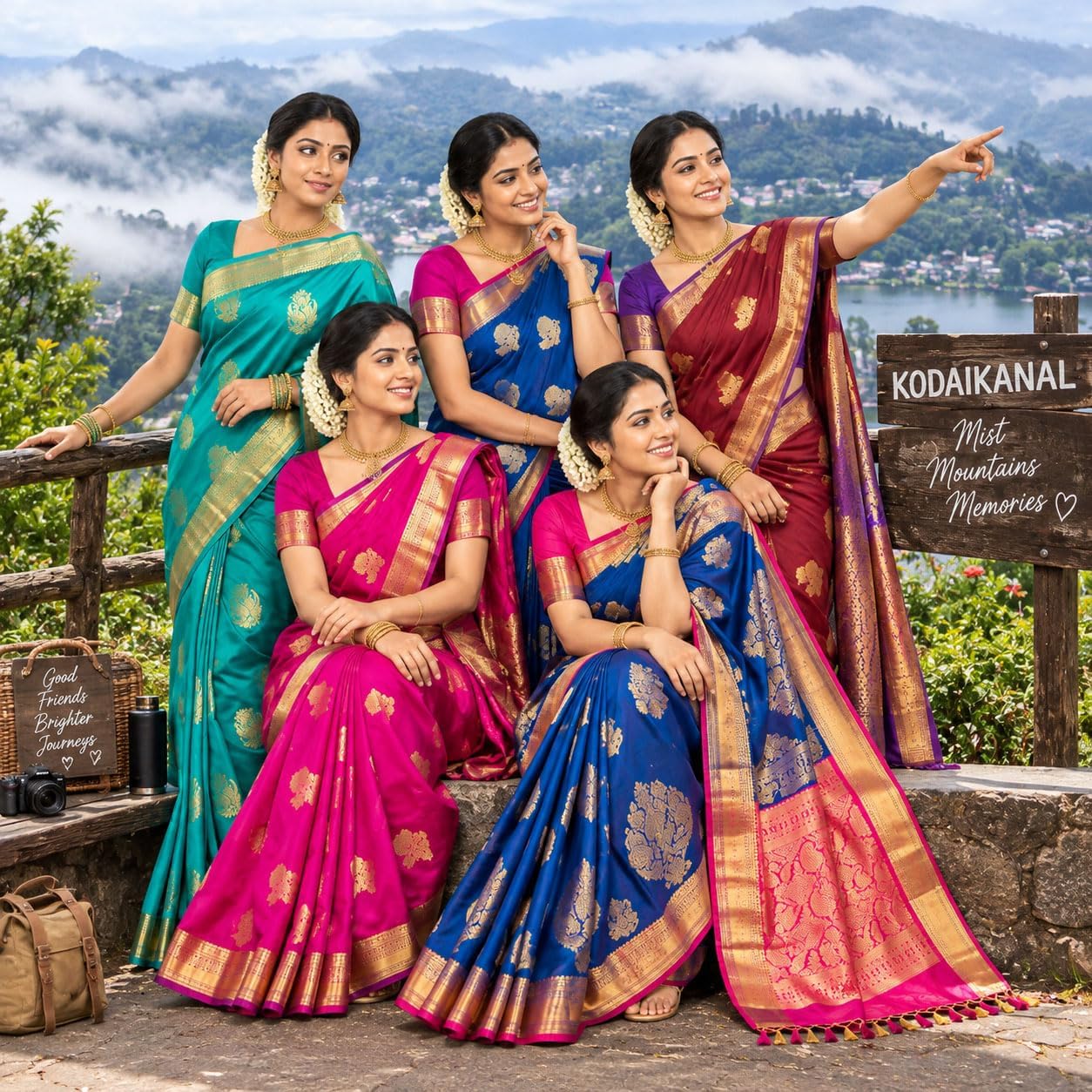 Kanchipuram Semi Silk Saree for Women | Rich Zari Self Border & Contrast Pallu Festive Sari with Blouse
