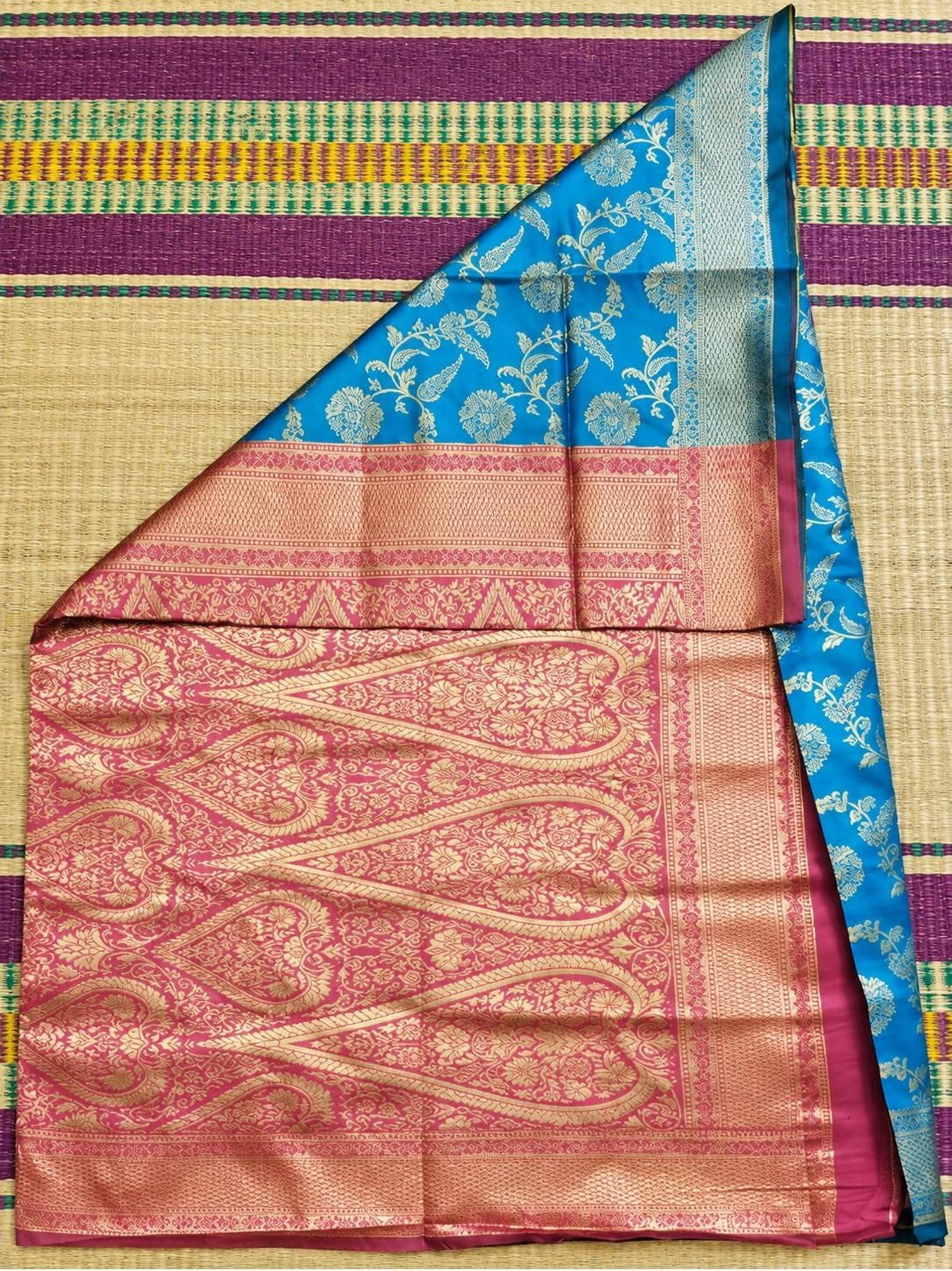 Exquisite Women's Banarasi Soft Silk Satin Saree with Rich Zari Border & Contrast Pallu | Festive Bridal Wear