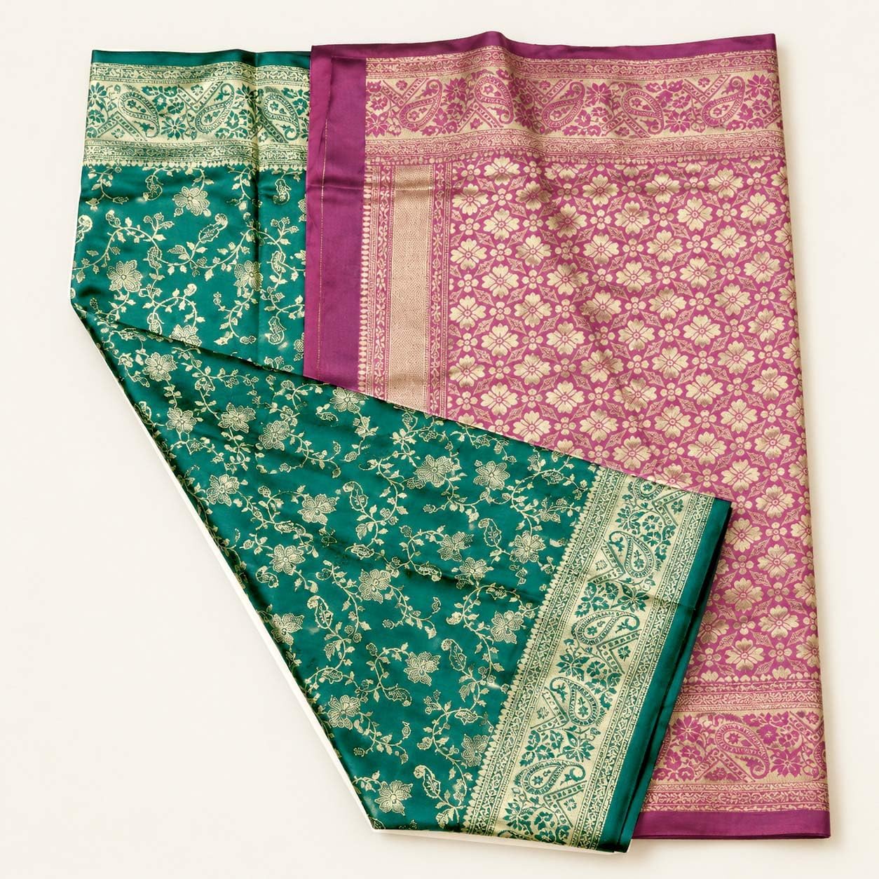 Traditional Banarasi Soft Silk Saree | Rich Zari Border & Contrast Pallu | Elegant Festive & Wedding Sari
