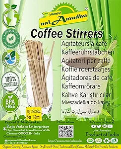 nalAmudhu Disposable Birchwood Coffee Stirrer Sticks | Tea Stirrer | Beverage Stirrer | Craft Stick 4.5 inch with Round end 250 Count