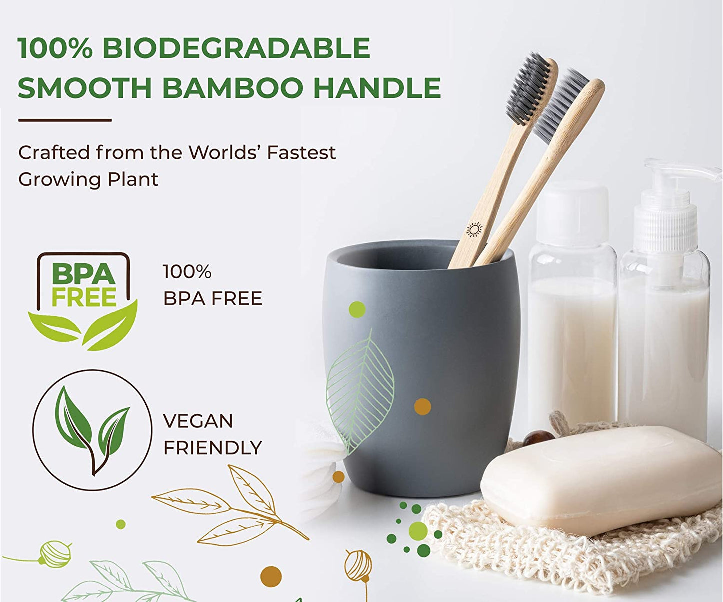 nalAmudhu Bamboo Toothbrush with Charcoal Activated Soft Bristles - Gentle on Teeth, Light Weight, Eco Friendly,Vegan, Natural & Zerowaste-Dental & Oral Care - Pack of 4