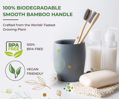 nalAmudhu Bamboo Toothbrush with Charcoal Activated Soft Bristles - Gentle on Teeth, Light Weight, Eco Friendly,Vegan, Natural & Zerowaste-Dental & Oral Care - Pack of 4