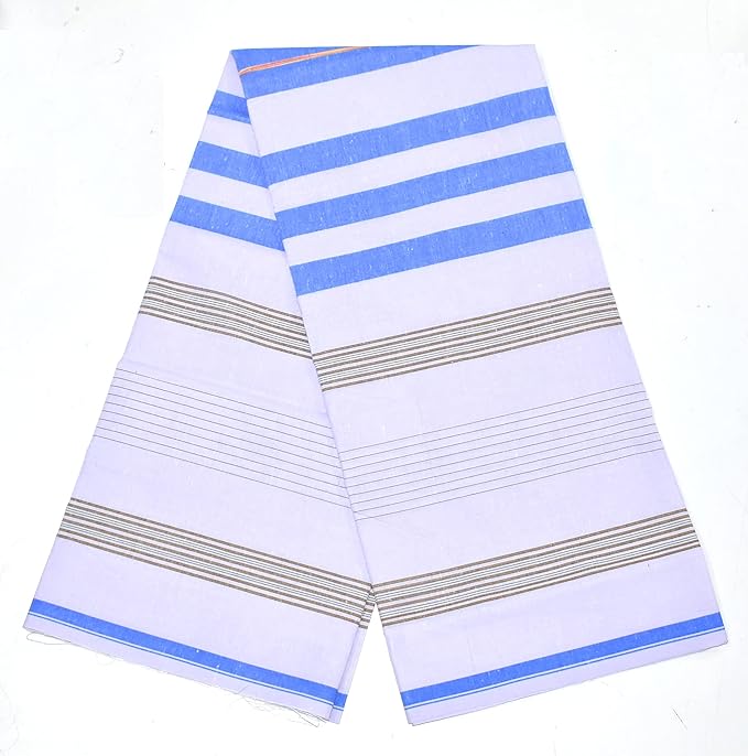 Stylesindia Men's Cotton Lungi Sarong Mundu Dhoti Kaili India Ethnic Dress White Base Assorted Color Ring Designs