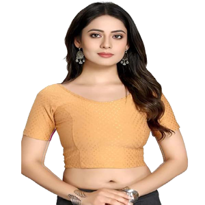 Stylesindia Women's Cotton Lycra Stretchable Crop Top | Half Sleeve Dry Fit Gym Shirt | Athletic Workout Tee | Yoga, Running, Fitness Sports Top | Versatile Sari Blouse
