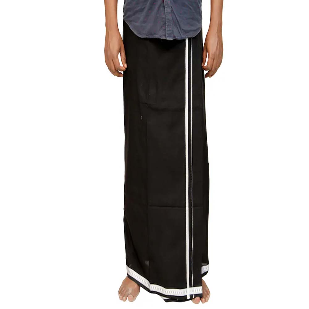 Men's Cotton Blend Dhoti with Bentex Border | Traditional Single Layer South Indian Vesti Mundu | Ethnic Wear for Weddings, Poojas & Festivals