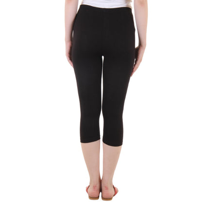 Stylesindia Women's Regular Fit Plain 3/4th Capri Pants - XL Black