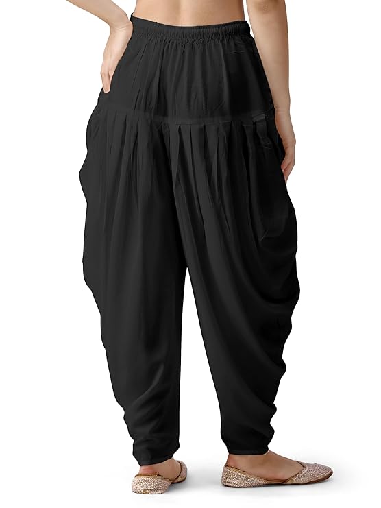 Stylesindia Women's Loose Fit Rayon Dhoti Pants | Free Size Patiala Salwar Bottom | Comfortable Harem Pants for Casual & Ethnic Wear (26-38 Inch Waist)