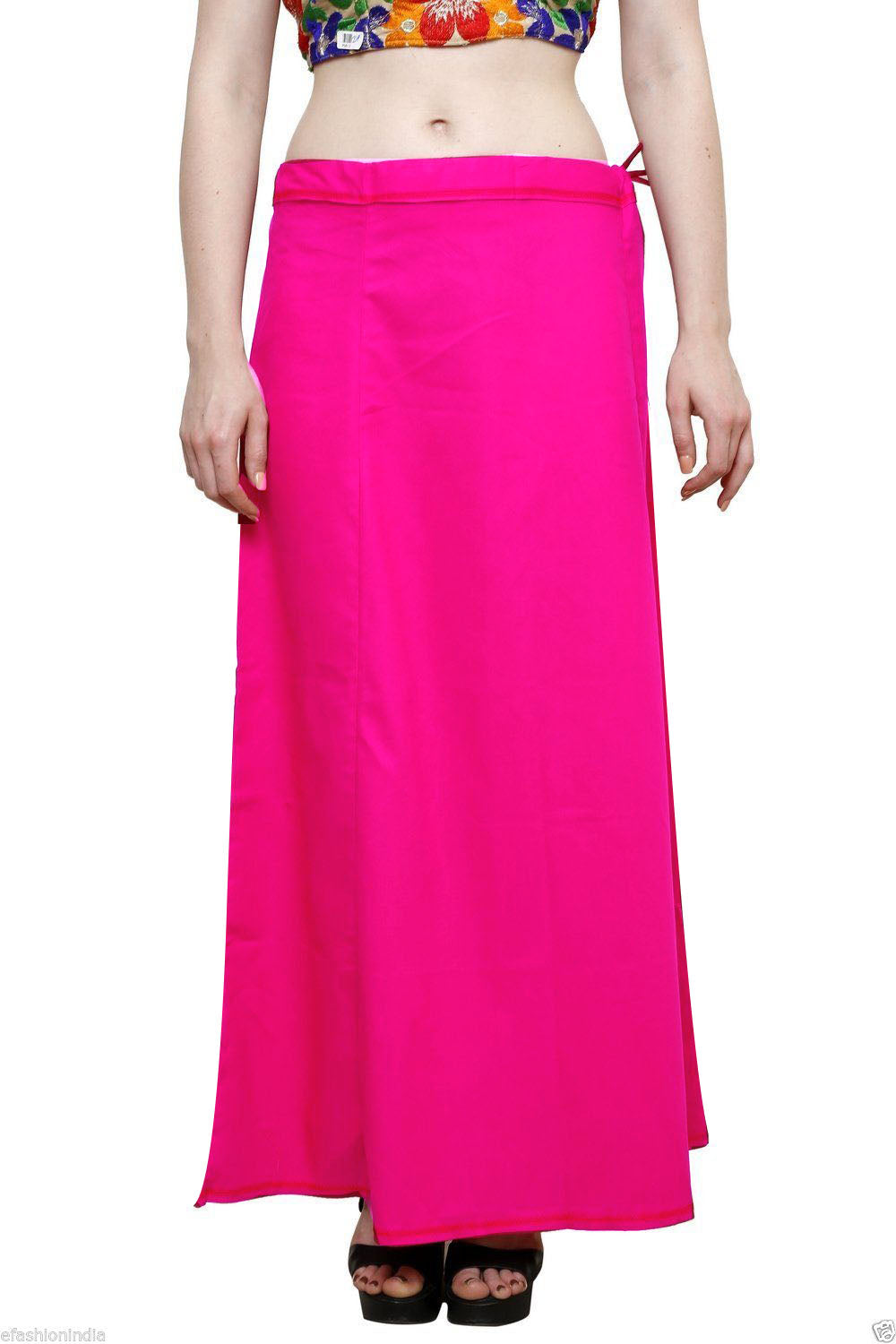 Stylesindia Women's Cotton Readymade Indian Inskirt Saree petticoats Underskirt - Free Size-Bright-Pink