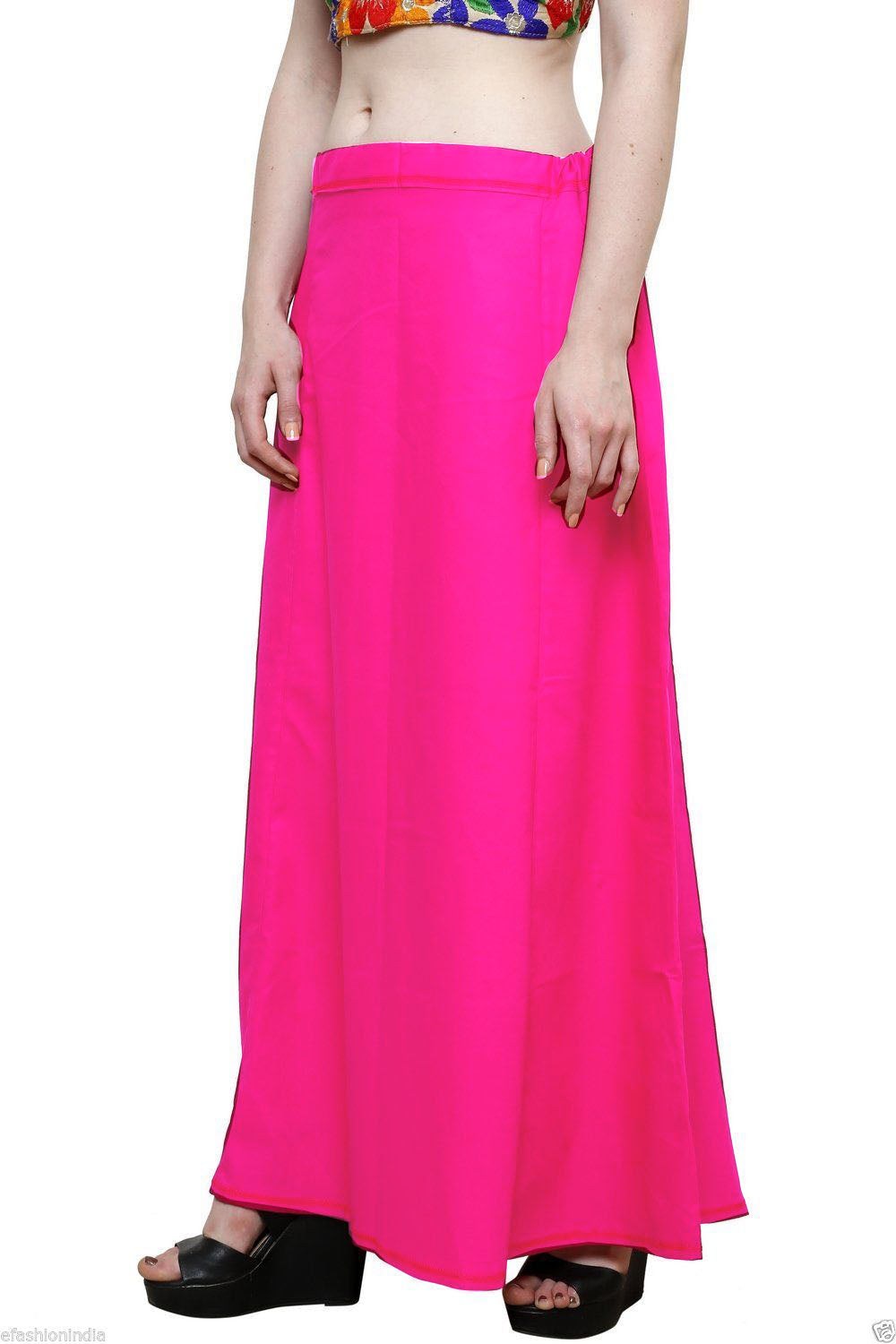 Stylesindia Women's Cotton Readymade Indian Inskirt Saree petticoats Underskirt - Free Size-Bright-Pink