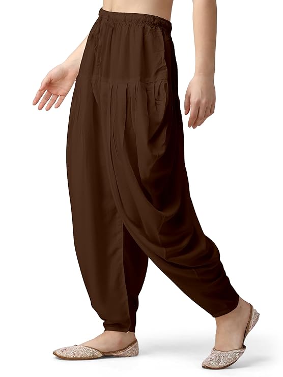 Stylesindia Women's Loose Fit Rayon Dhoti Pants | Free Size Patiala Salwar Bottom | Comfortable Harem Pants for Casual & Ethnic Wear (26-38 Inch Waist)