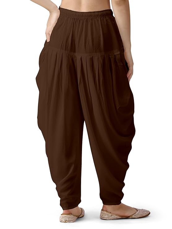 Stylesindia Women's Loose Fit Rayon Dhoti Pants | Free Size Patiala Salwar Bottom | Comfortable Harem Pants for Casual & Ethnic Wear (26-38 Inch Waist)