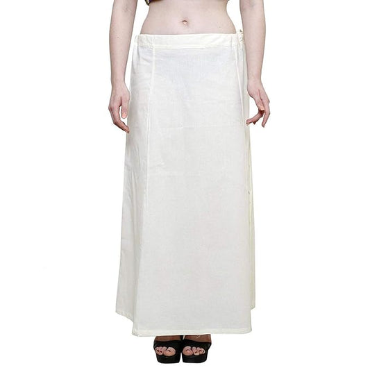 Stylesindia Women's Cotton Readymade Indian Inskirt Saree Petticoats Underskirt-Cream