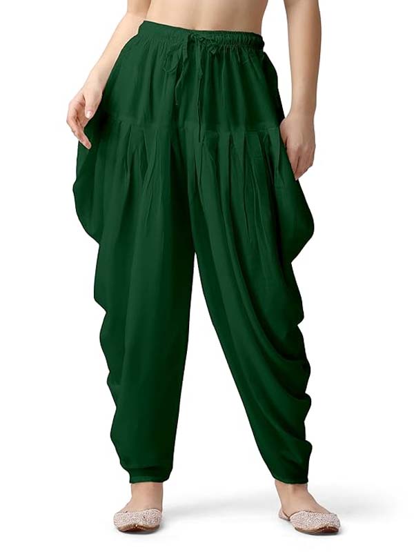 Stylesindia Women's Loose Fit Rayon Dhoti Pants | Free Size Patiala Salwar Bottom | Comfortable Harem Pants for Casual & Ethnic Wear (26-38 Inch Waist)