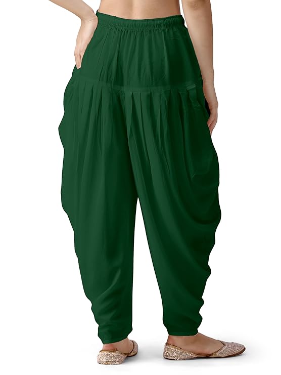 Stylesindia Women's Loose Fit Rayon Dhoti Pants | Free Size Patiala Salwar Bottom | Comfortable Harem Pants for Casual & Ethnic Wear (26-38 Inch Waist)
