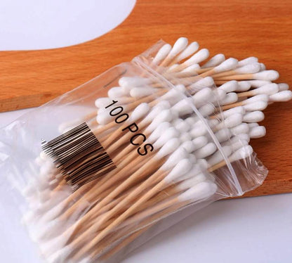 nalAmudhu Wooden Cotton Swabs 400 Count | Biodegradable & Organic Wooden Cotton Buds | Double Tipped Ear Sticks | Perfect for Ear Wax Removal, Arts & Crafts, Removing Dust & Dirt