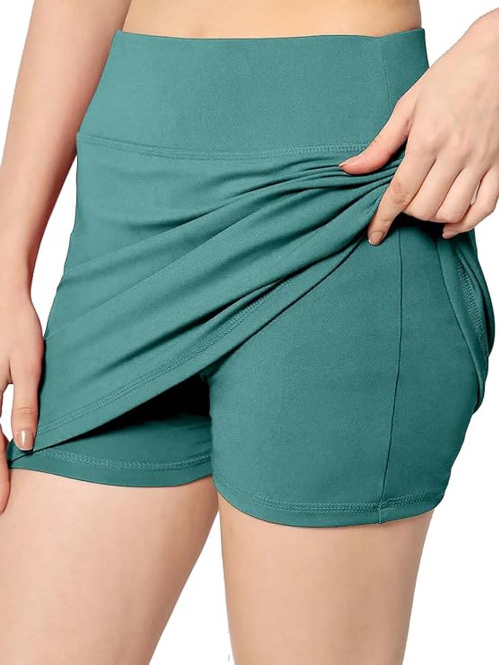 Stylesindia Skirt with Shorts for Women's & Girl's Solid High Waist Flared Skater Short Mini Skirt