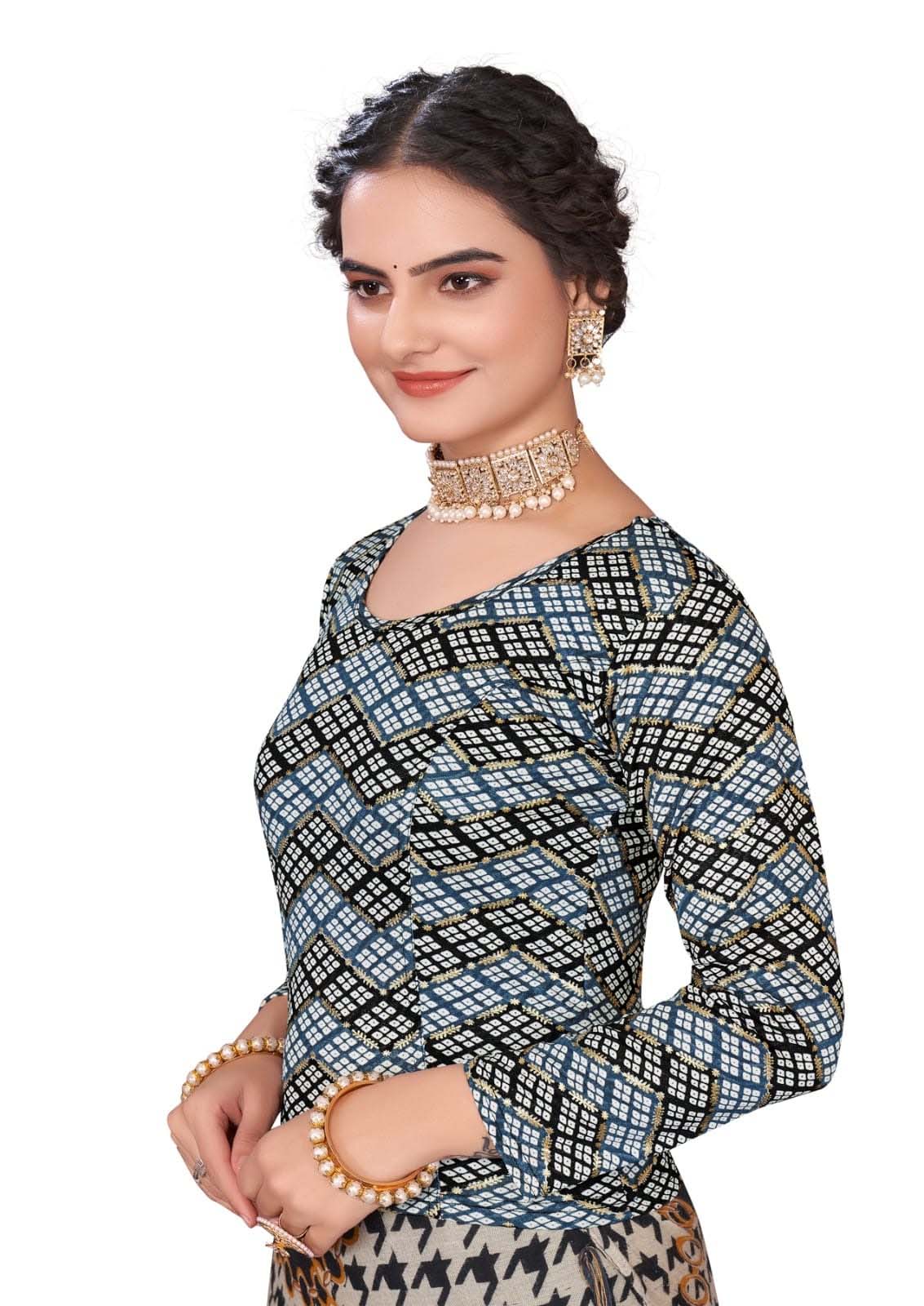 StylesIndia Women's Cotton Lycra Stretchable Printed Full Sleeve Crew Neck Basic Tee – Trendy & Comfortable DN-Arya