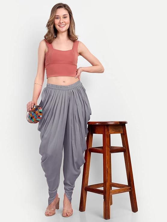 Stylesindia Women's Loose Fit Rayon Dhoti Pants | Free Size Patiala Salwar Bottom | Comfortable Harem Pants for Casual & Ethnic Wear (26-38 Inch Waist)
