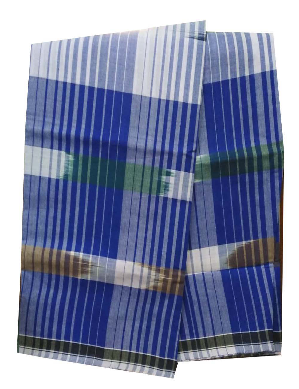 Stylesindia Woven Pre-Stitched Multicolor Katari Designs Maroon Lungi 2.10 MTS Ready to Wear Blue