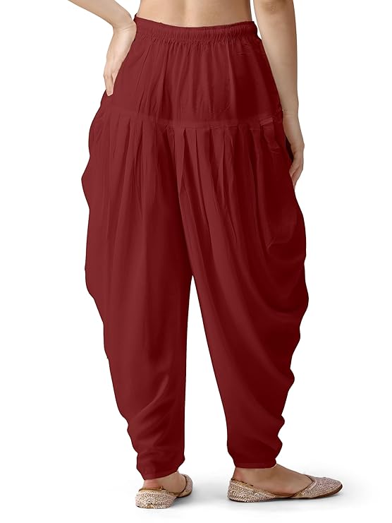 Stylesindia Women's Loose Fit Rayon Dhoti Pants | Free Size Patiala Salwar Bottom | Comfortable Harem Pants for Casual & Ethnic Wear (26-38 Inch Waist)