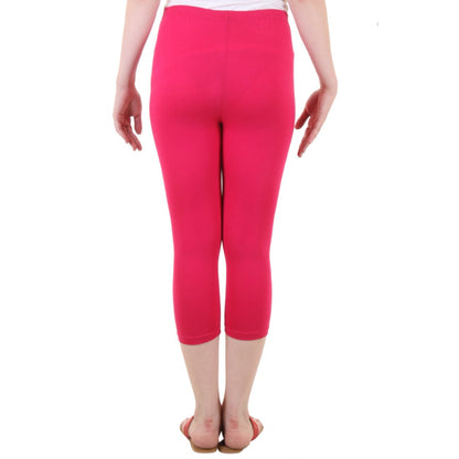 Stylesindia Women's Regular Fit Plain 3/4th Capri Pants - XL Deep Pink