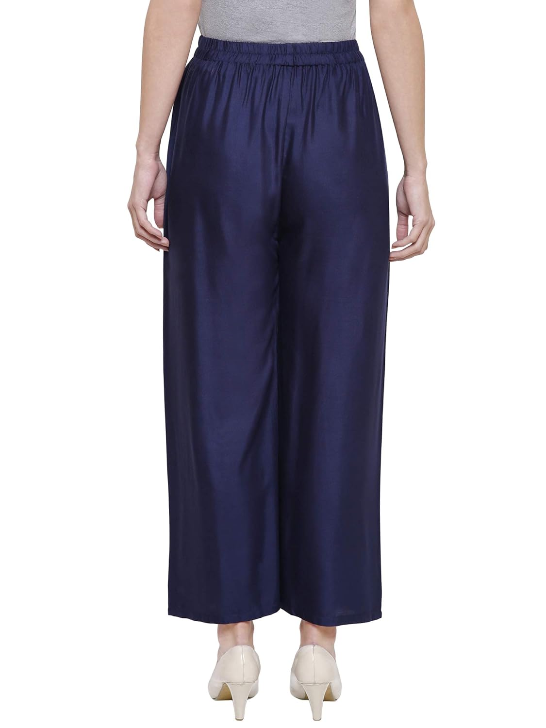 Stylesindia™ Women's Palazzo Pants - Soft Rayon Bottom Pants for Tops, Tees & Kurta Kurtis (Navy)