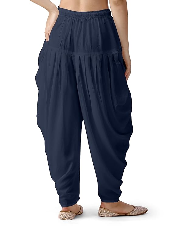 Stylesindia Women's Loose Fit Rayon Dhoti Pants | Free Size Patiala Salwar Bottom | Comfortable Harem Pants for Casual & Ethnic Wear (26-38 Inch Waist)