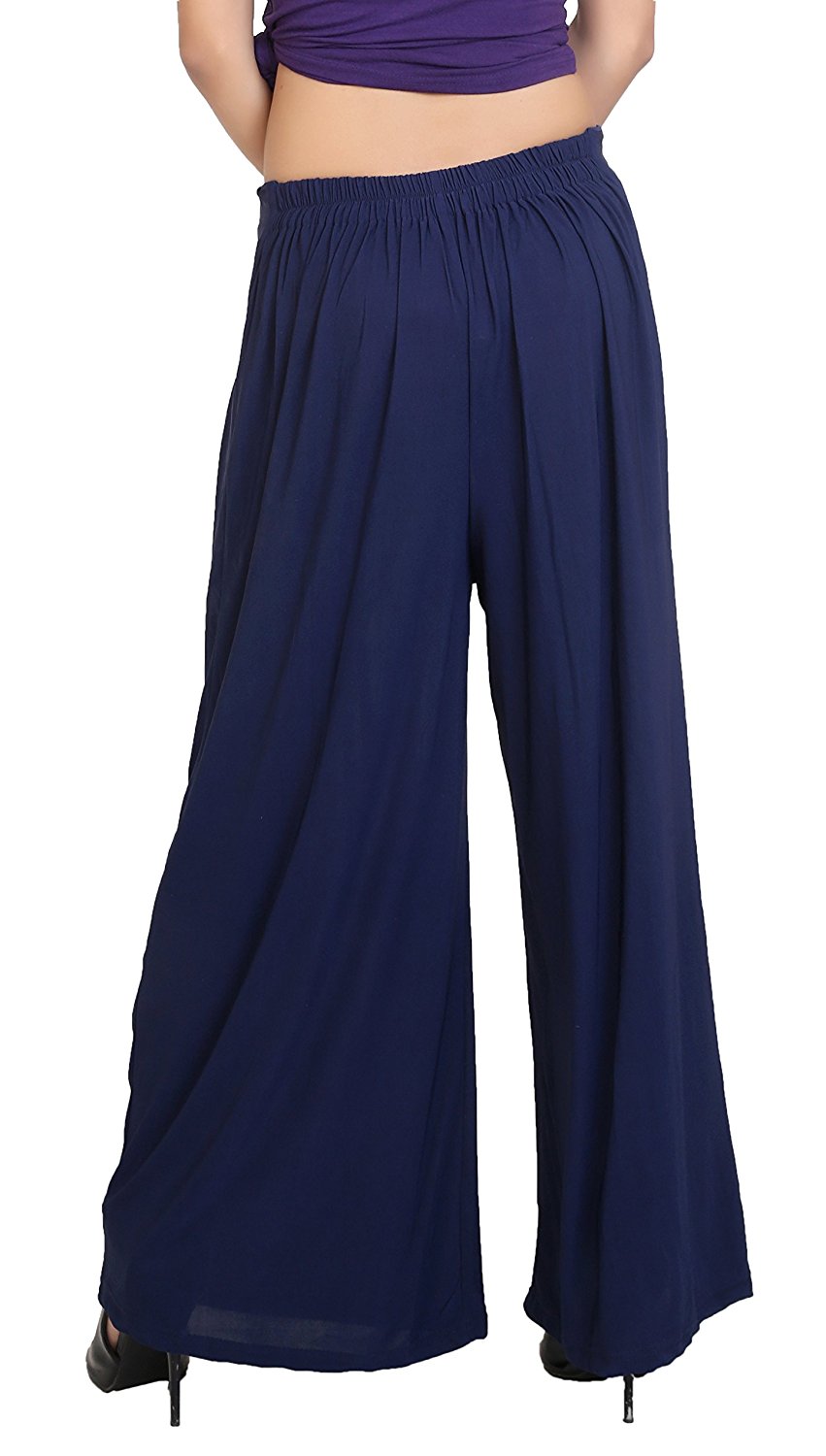 Stylesindia™ Women's Palazzo Pants - Soft Rayon Bottom Pants for Tops, Tees & Kurta Kurtis (Navy)